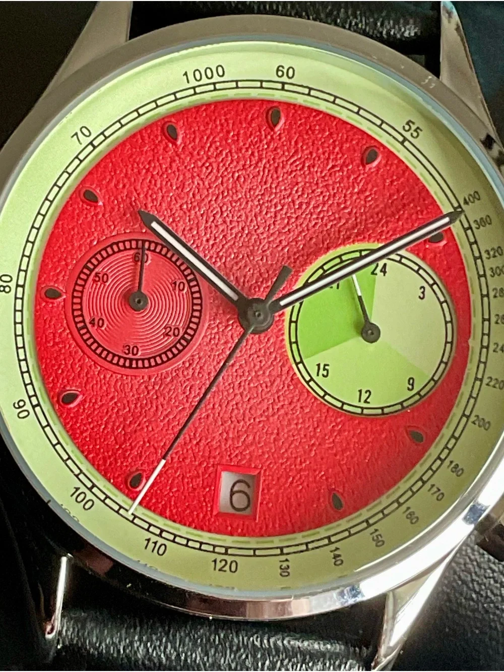 NIB Colorful Watermelon Red Lime Green Joker Cat Chronograph Watch